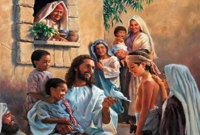Jesus teaching the children.
