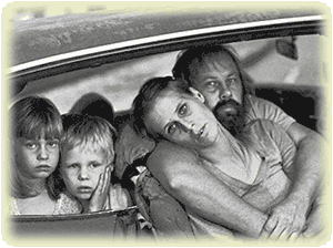 Homeless family in a car.